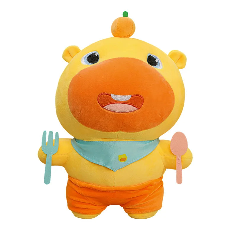 Capybara Lulu Plush Toy With Fork Spoon Soft Stuffed Animal