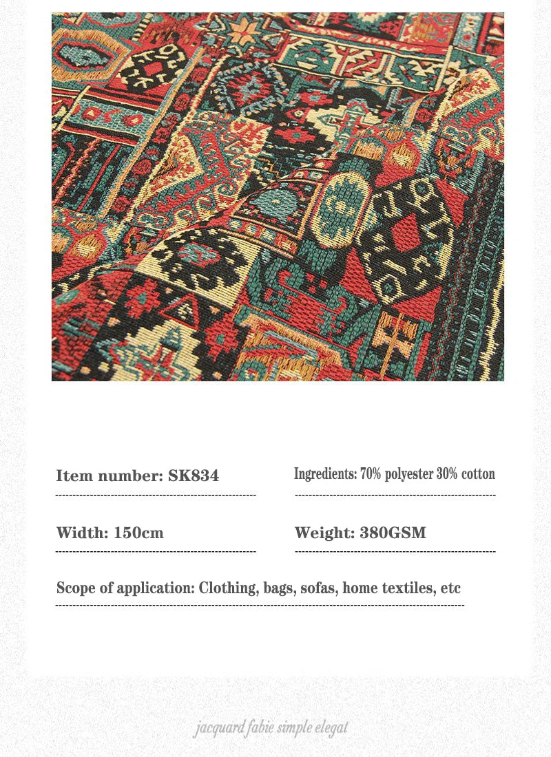1/2/3M Bohemia Ethnic Style Jacquard Fabric Thickened for Clothing Sofa Tablecloth Home textile DIY Sewing Cloth by the meter