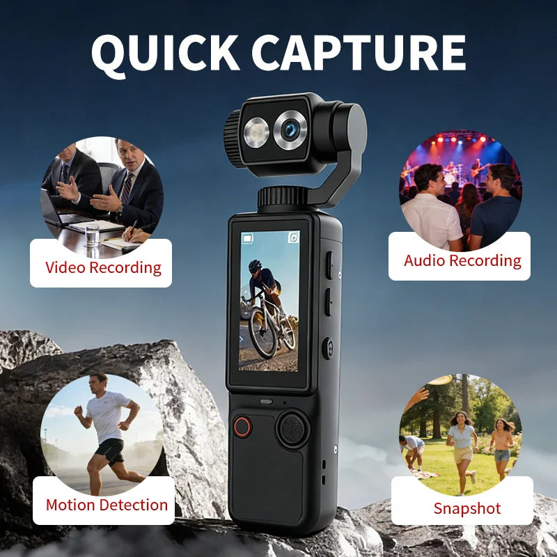 4K HD WiFi Wearable Sports Camera with Touch Screen Night Vision and EIS Stabilization