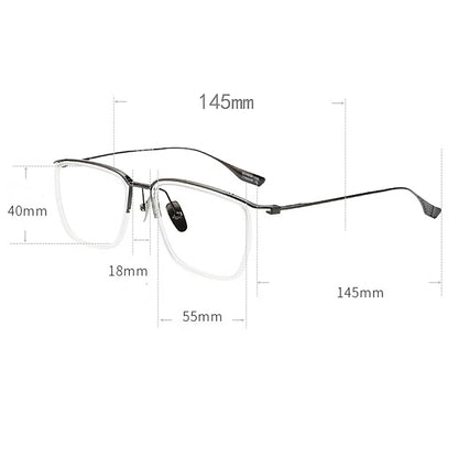 Ultra-light Business Simple Luxury Eyewear Square Retro Pure Titanium Big Optical Prescription Glasses Frame Men DT106