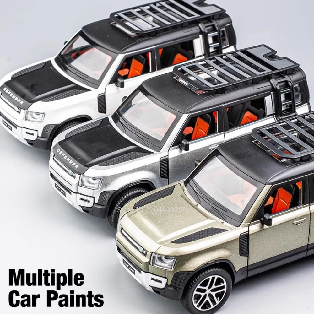 1:24 Scale Land Rover Defender Range Rover Model Car Toy Metal Diecast Sound Light Off Road Vehicles Miniature Models Boys Gifts