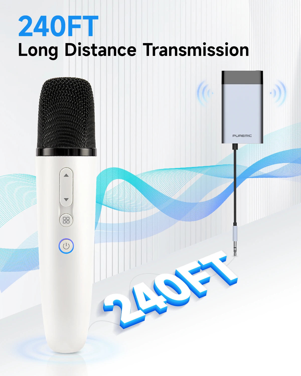 Tesla Microphone with Case, Rechargeable Bluetooth Microphone Wireless with 3.5mm Aux Jack Receiver, Car Karaoke Mic with Bag