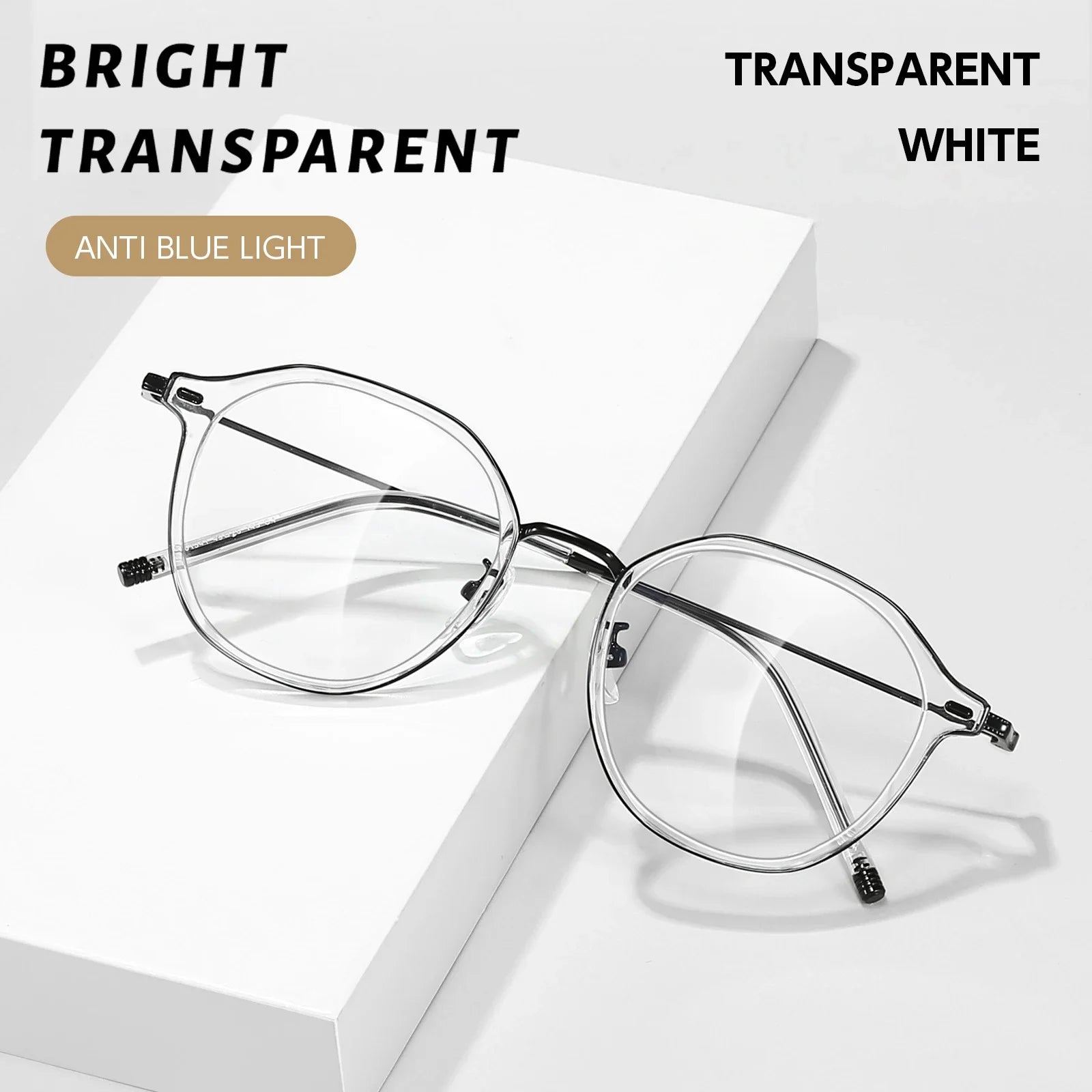 Ultra-light Fashion Flexible TR90 Eyewear Men Retro Round Decorative Optical Prescription Eyeglasses Frame