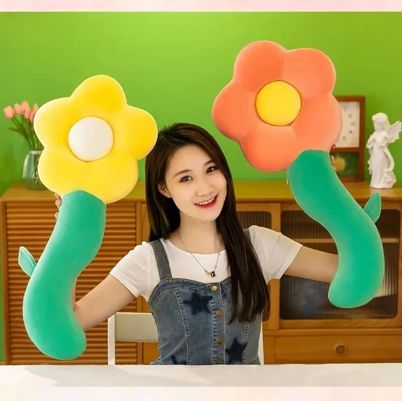 Long Sunflower Plush Body Pillow Cute Large Flower Stuffed Cushion Sofa Decorative Stuffed Body PillowBed Sleeping Back Cushion