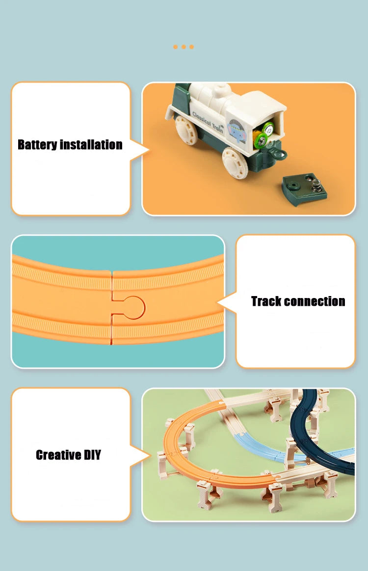 Electric Christmas Track Toy Set DIY Toys Puzzle Assembled Railway Track Building Block Track Toy for  Christma Gift