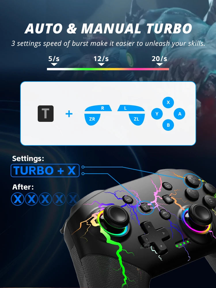 Wireless Pro Controller for Nintendo Switch / Switch Lite / OLED – 1000mAh Battery with Programmable Turbo Function