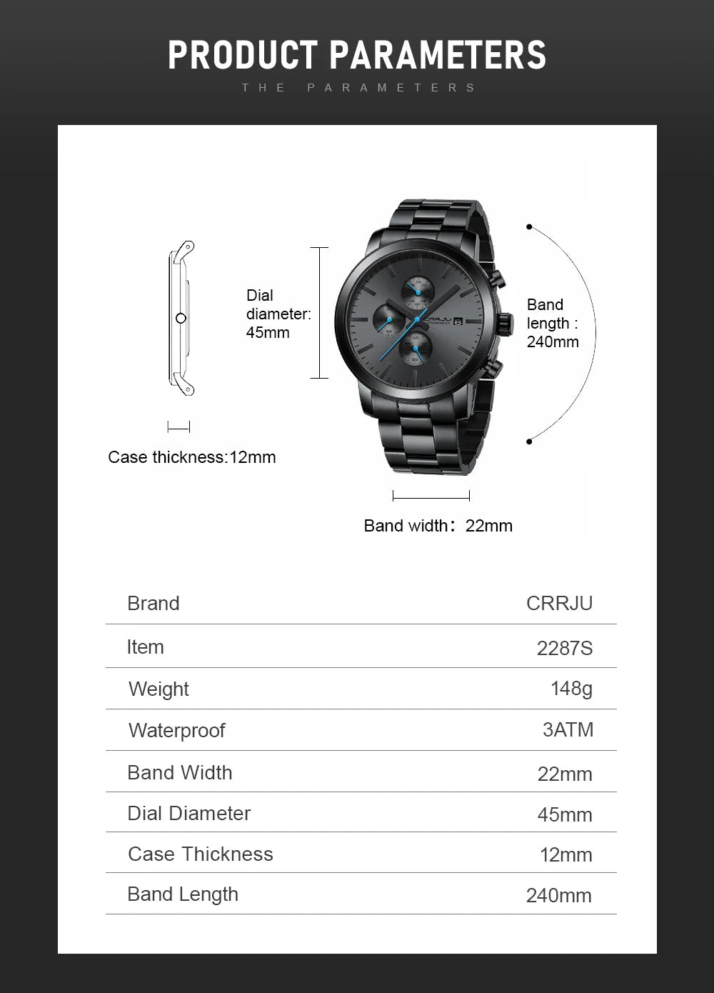 Luxury Man Watch High Quality Waterproof Chronograph Wristwatch Quartz Casual Clock relogio masculino