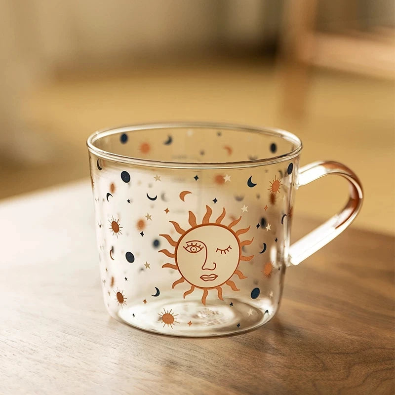500ml Creative Glass Scale Handgrip Mug Breakfast Milk Coffee Couple Mug Home Tumbler Water Drinkware Fruit Juice Cups