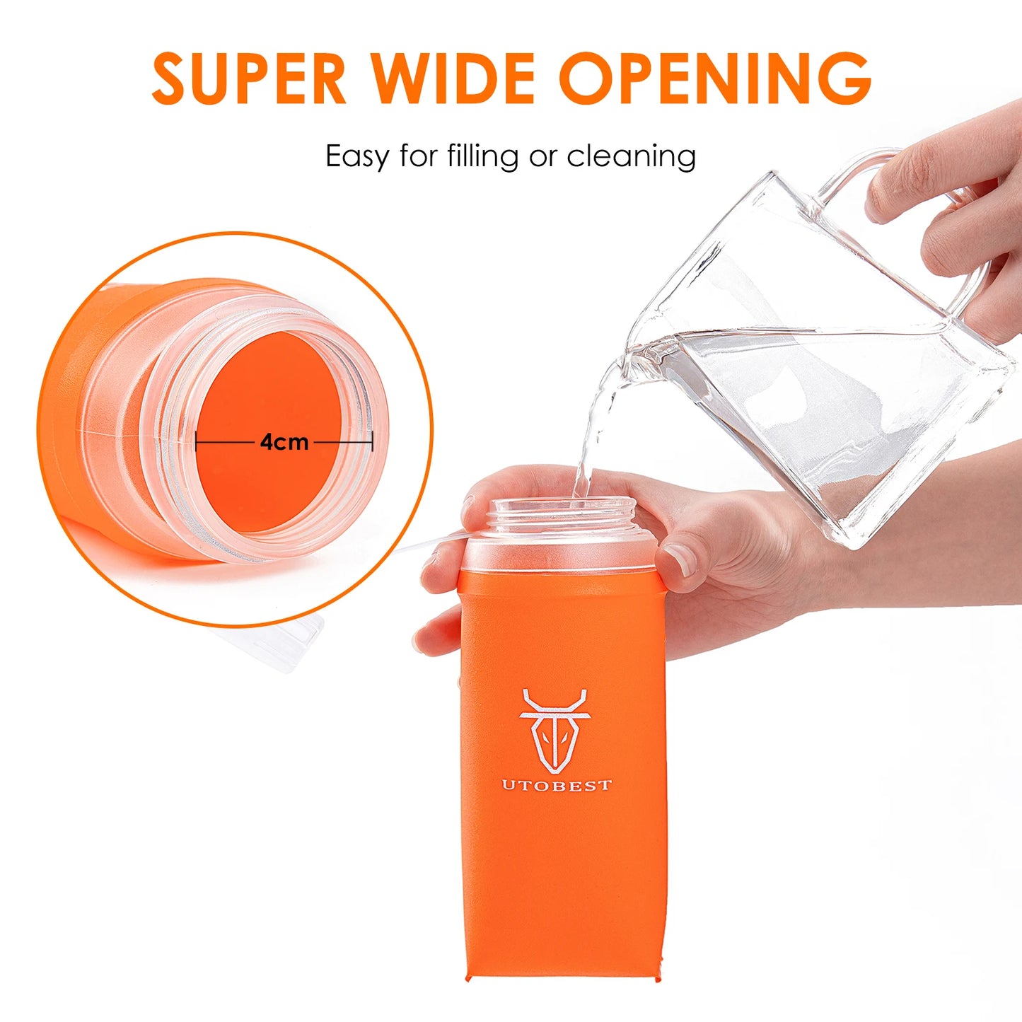 350ml/500ml Soft Flask Foldable Silicone Water Bottle TPU Running Kettle Outdoor Camping Running Cycling