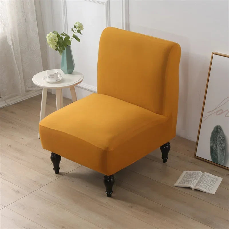 Stretch Armless Accent Chair Cover Single Short Back Sofa Covers Solid Color Anti-dirt Chair Slipcover Removable Sofa Protector