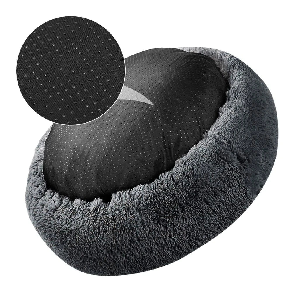 Round Plush Donut Dog Bed Washable Pet Cushion