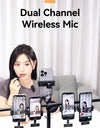 Dual Channel Wireless Mic Microphone for Android iPhone for Live-streaming Video Recording