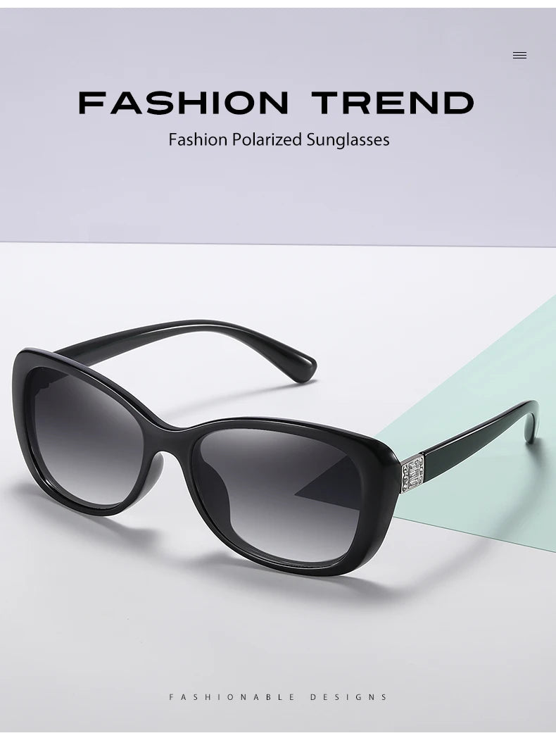 Diamond Gradient Polarized UV400 Square Sunglasses for Women Driving Travel Glasses