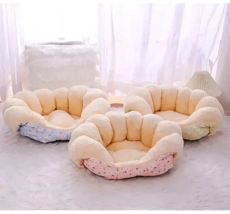 Cartoon Plush Winter Pet Bed for Cats and Small Dogs