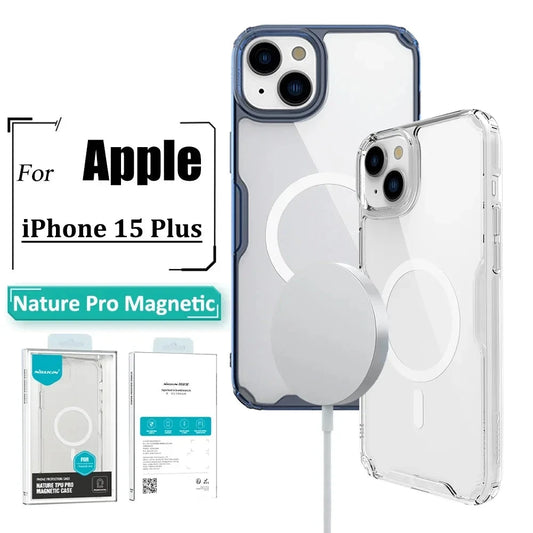 Nature Pro Case For iPhone 15 Plus Case Magnetic Ultra Thin Luxury Soft TPU Transparent Airbag Shockproof Back Cover