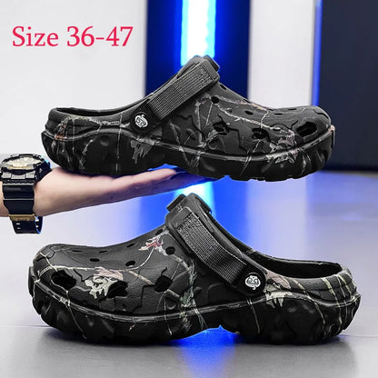 Summer Couples Sandals Men Outdoor Garden Clogs Hole Male Casual Shoes Fashion Water Shoes Comfort Home Soft Slippers