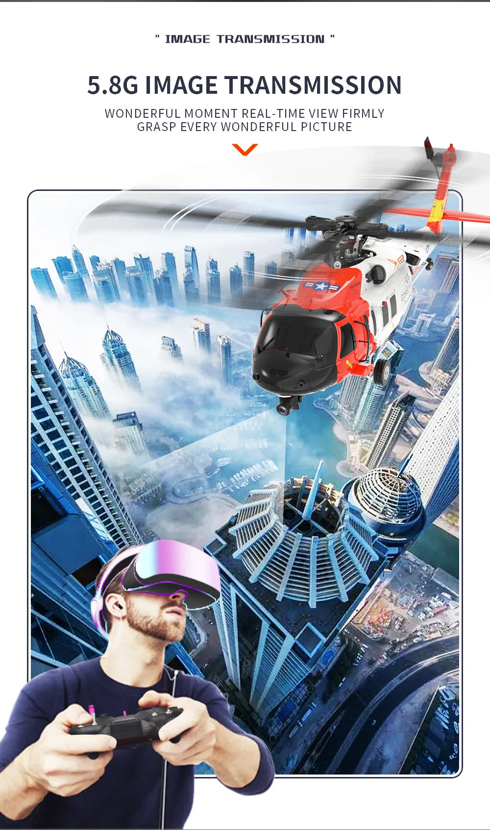 UH60 Black Hawk F09S GPS Remote Control Helicopter Six Channel Rescue Model