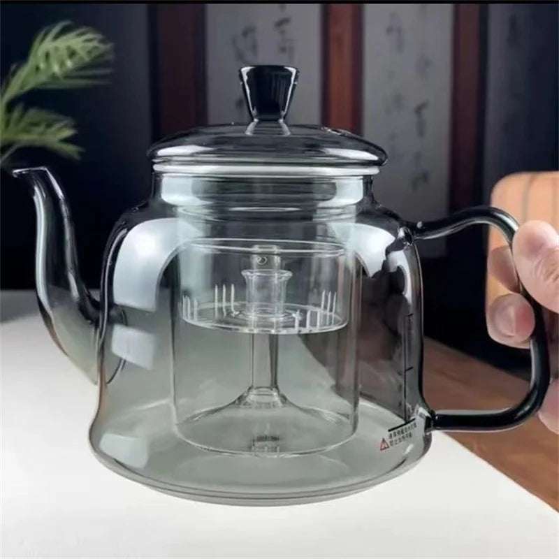 High Borosilicate Glass Teapot with Tea Strainer for Steaming and Boiling