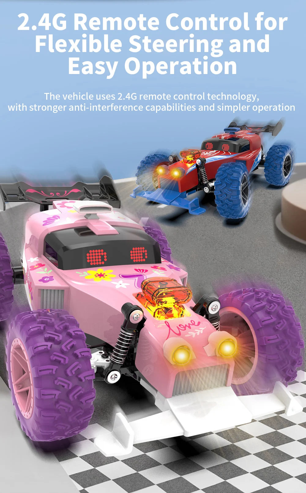 High Speed RC Car With LED Lights Sports Off-road 2.4GHz Remote Control Climbing Vehicles Cars Toys for 's Toy