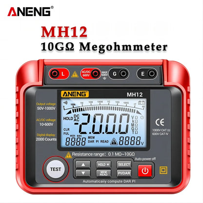 Digital Megohmmeter Meters Insulation Earth Resistance Meter Tester Cable High Voltage Voltmeter Resistor Meter Tool