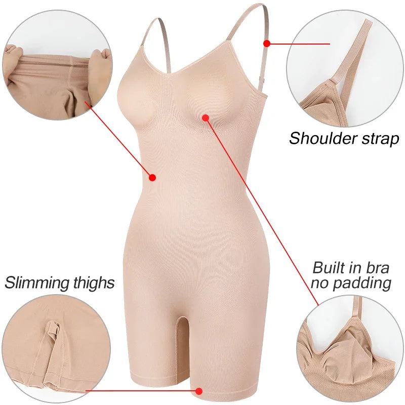 Women Full Body Shapewear Bodysuit – Tummy Control Thigh Slimmer Fajas