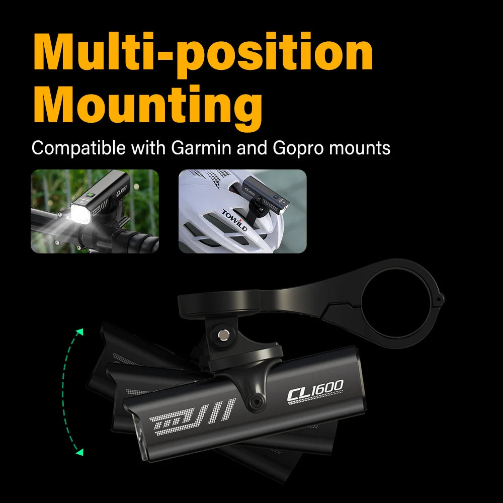 CL1600LM Bicycle Light 5000mAh Bike Light IPX6 Flashlight Aluminum Front Lamp Type-C Charging MTB Road Cycling Headlights