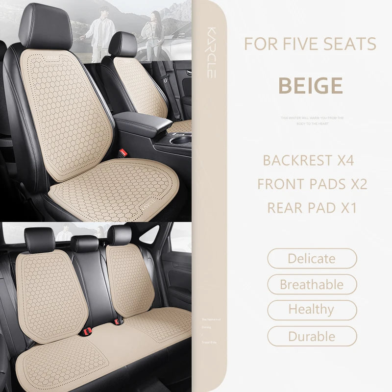 Car Seat Cushion Breathable Hole Universal Suede Car Seat Covers Front Rear Auto Seat Pads Four Season Car Chair Mat Accessories
