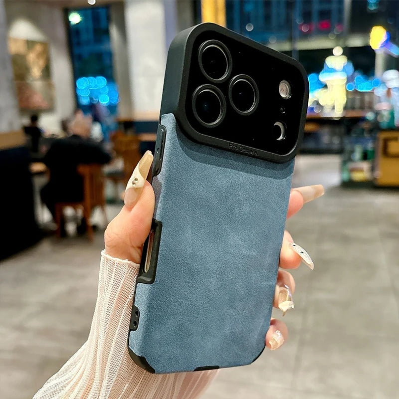 Luxury Leather Lambskin Shockproof Phone Case For iPhone 17 16 Pro Max 17Air 15 14 Plus Matte Cover