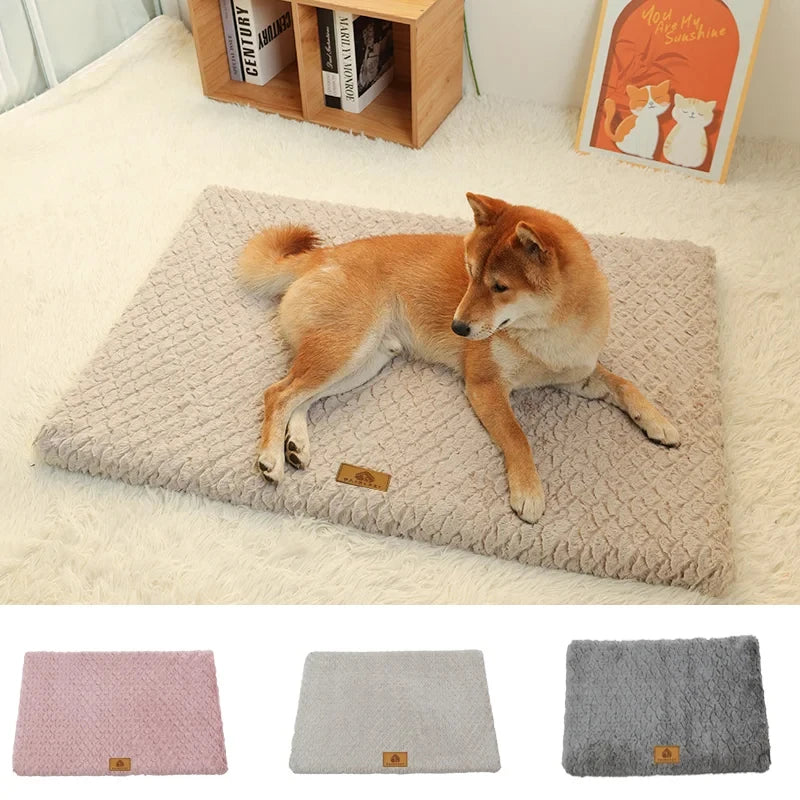 Corduroy Plush Pet Bed Cushion for Dogs and Cats