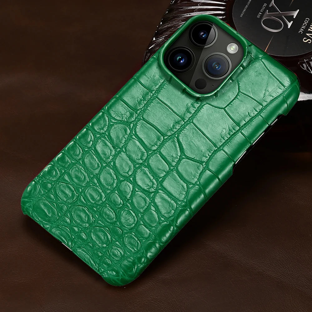 Crocodile Real Leather Cases for iPhone 16 15 Pro Max 14 pro max Genuine Leather Fundas Back Bover