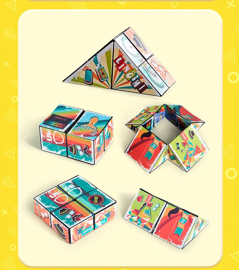 Extraordinary 3D Magic Cube Puzzle Fidget Toys Variety Geometric Shape Changeable Decompression Hand Flip Puzzle Cube