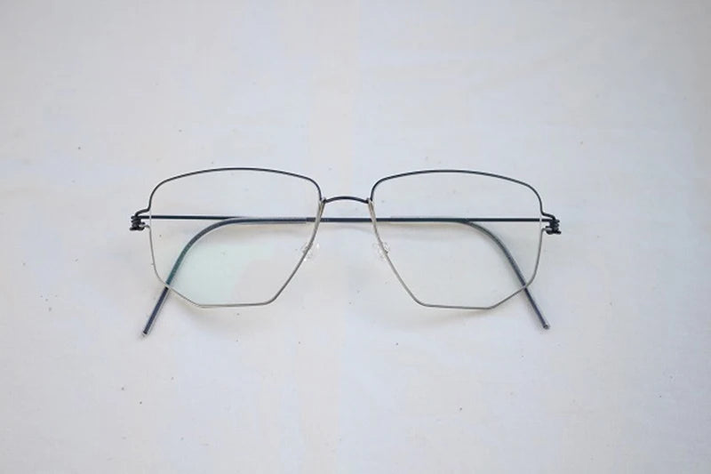 Irregular Polygon Titanium Screwless Eyeglasses Frame