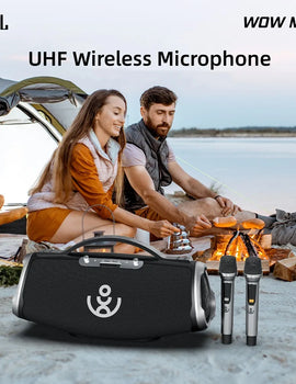 BMTL WOW MAX 300W Powerful Portable Speaker with 2 Wireless Microphones 3-way PA System Support Power Bank AUX/USB/TF/OTG