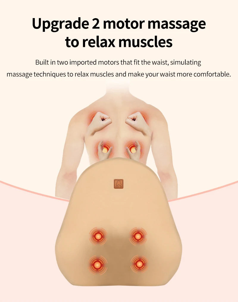 Car Lumbar Support Electric Massage Headrest Neck Pillow Car Massage Pillows Comfortable Waist Cushion Relieve Driver Fatigue