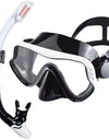 Dry Snorkel Set Diving Mask For Adults Tempered Glass Professional Panoramic Snorkeling Gear Swimming Training Snorkel Kit