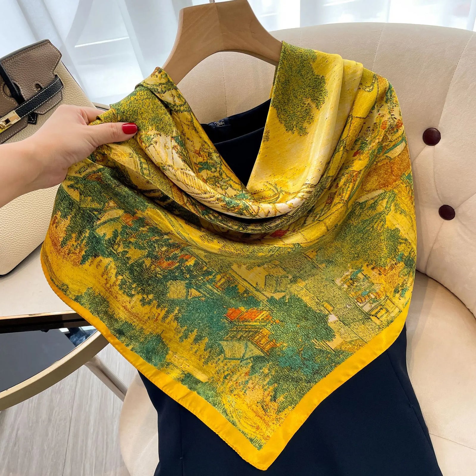 Square Women Scarves Silk Office Ladies Hair Neck Bandanna Headband Foulard Headcloth Muslim Headscarf Female muffler