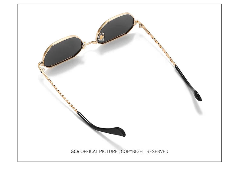 Retro Rectangle Women Polarized Sunglasses Metal Frame UV Protection Fashion Eyewear