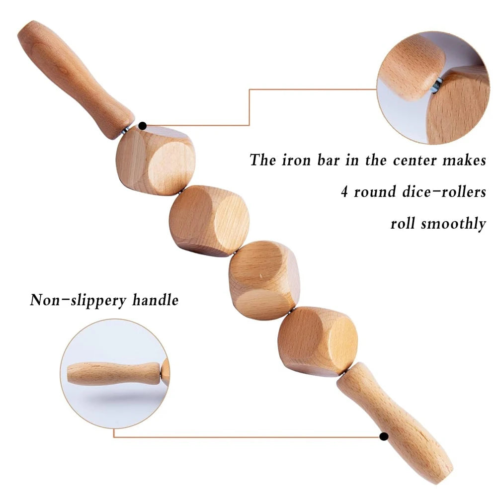 Wood Therapy Massage Roller Stick, Wooden Anti Cellulite Massager, Lymphatic Drainage Tool, Maderoterapia Colombiana Pain Relief