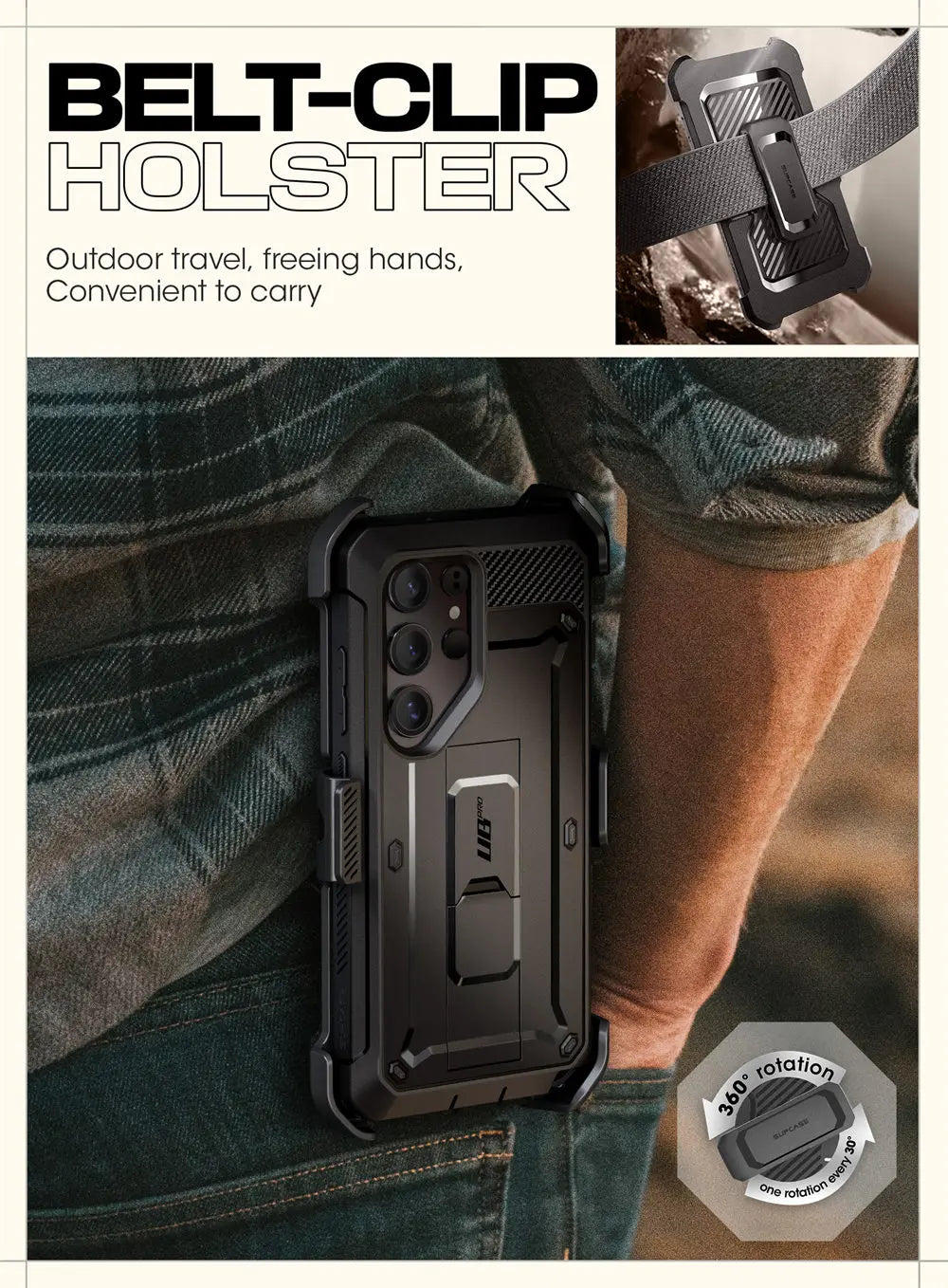 For Samsung Galaxy S25 Ultra Case UB Pro Full-Body Dual Layer Rugged Belt-Clip Phone Case with Built-in Screen Protector