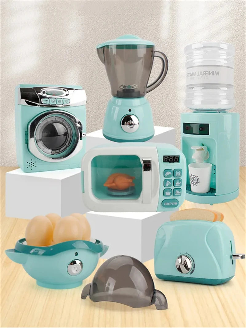 Kitchen Toys for Girls Boys Home Appliances Juicer Washing Machine Toaster Microwave Egg Cooker  Play House Toys