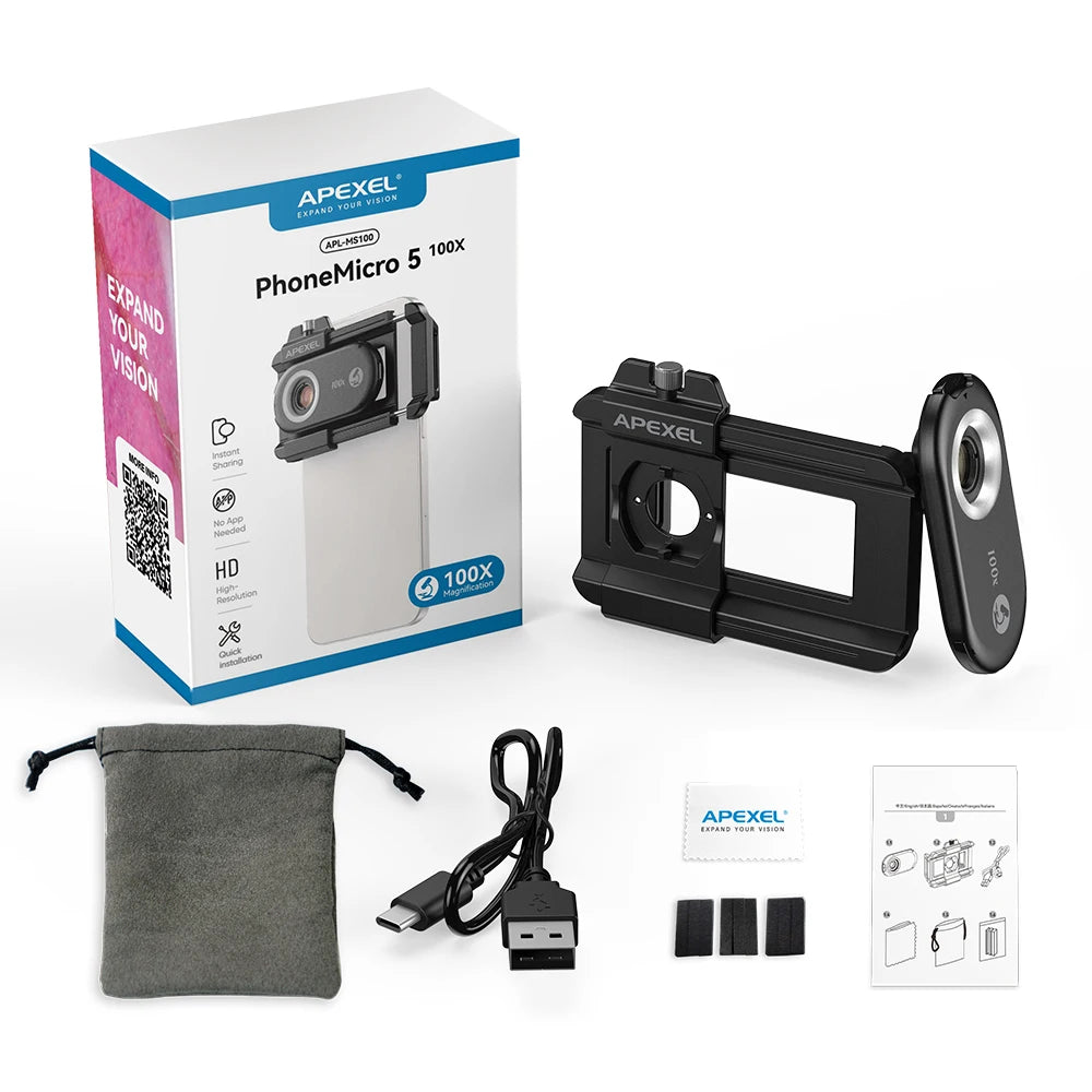 4 in 1 Smartphone Microscope Lens Kit with Universal Clip