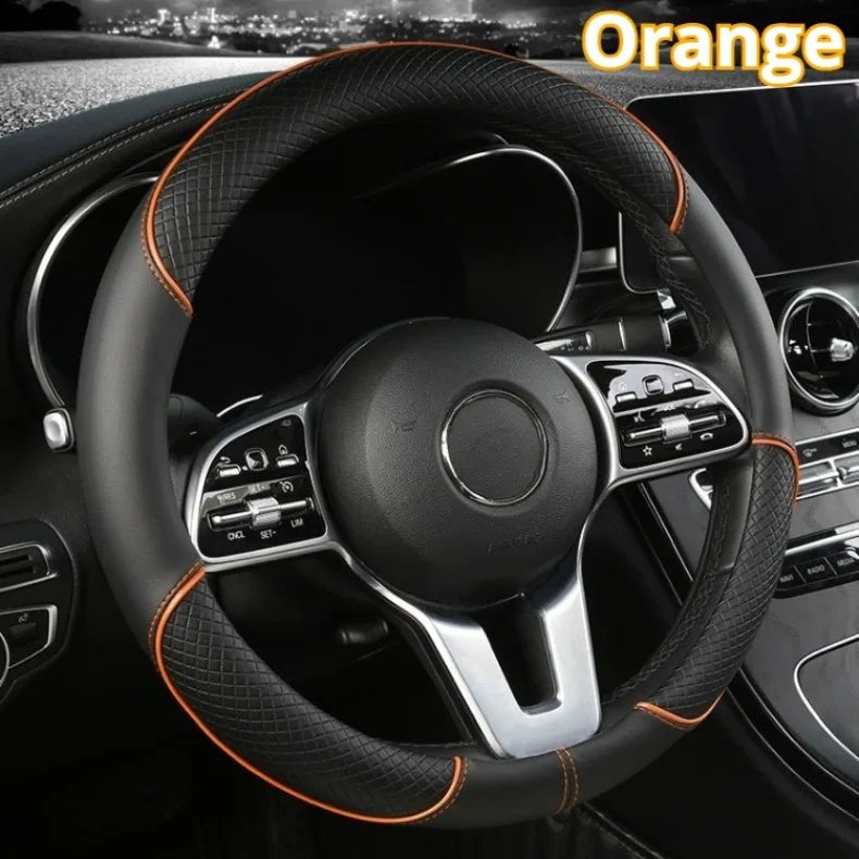 Universal Leather Diamond Steering Wheel Cover 37CM 38CM