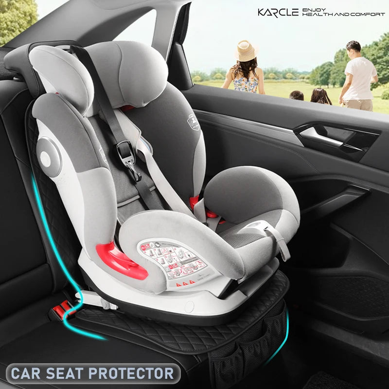 Karcle Car Seat Cover Protector for Child Kids PU Leather Car Seat Cover Mats Pad Protection Auto Rear Seat Covers Car Cushion
