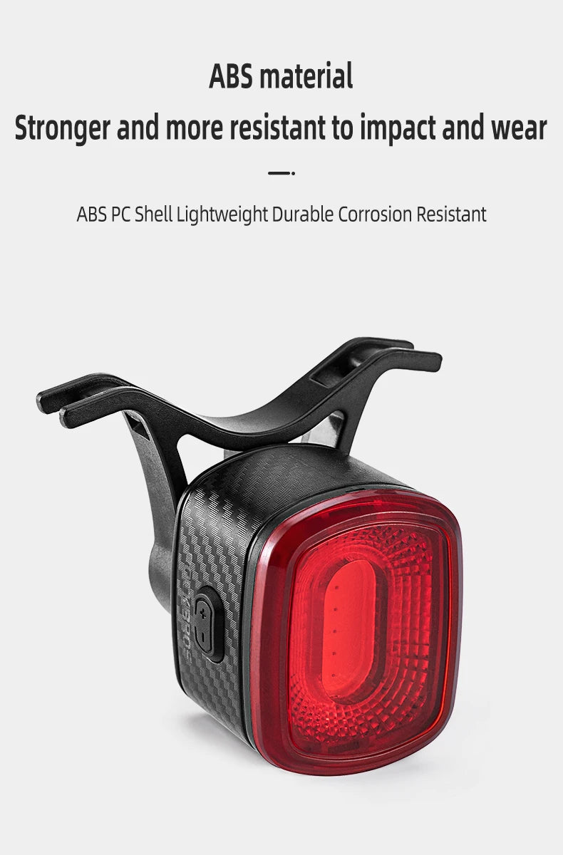 Smart Bicycle Brake Light IPx6 Taillight Type-C Bike Tail Rear Light Auto Stop LED Riding Warning Cycling Light