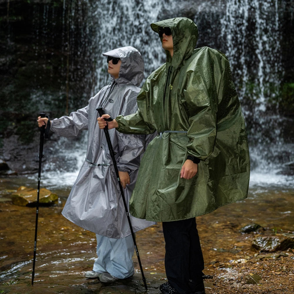 Ultralight Waterproof Zipper Raincoat with Adjustable Hood for Hiking and Camping