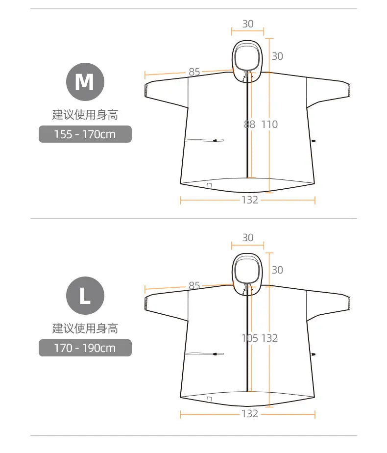 Ultralight Waterproof Nylon Rain Poncho for Hiking Cycling and Camping