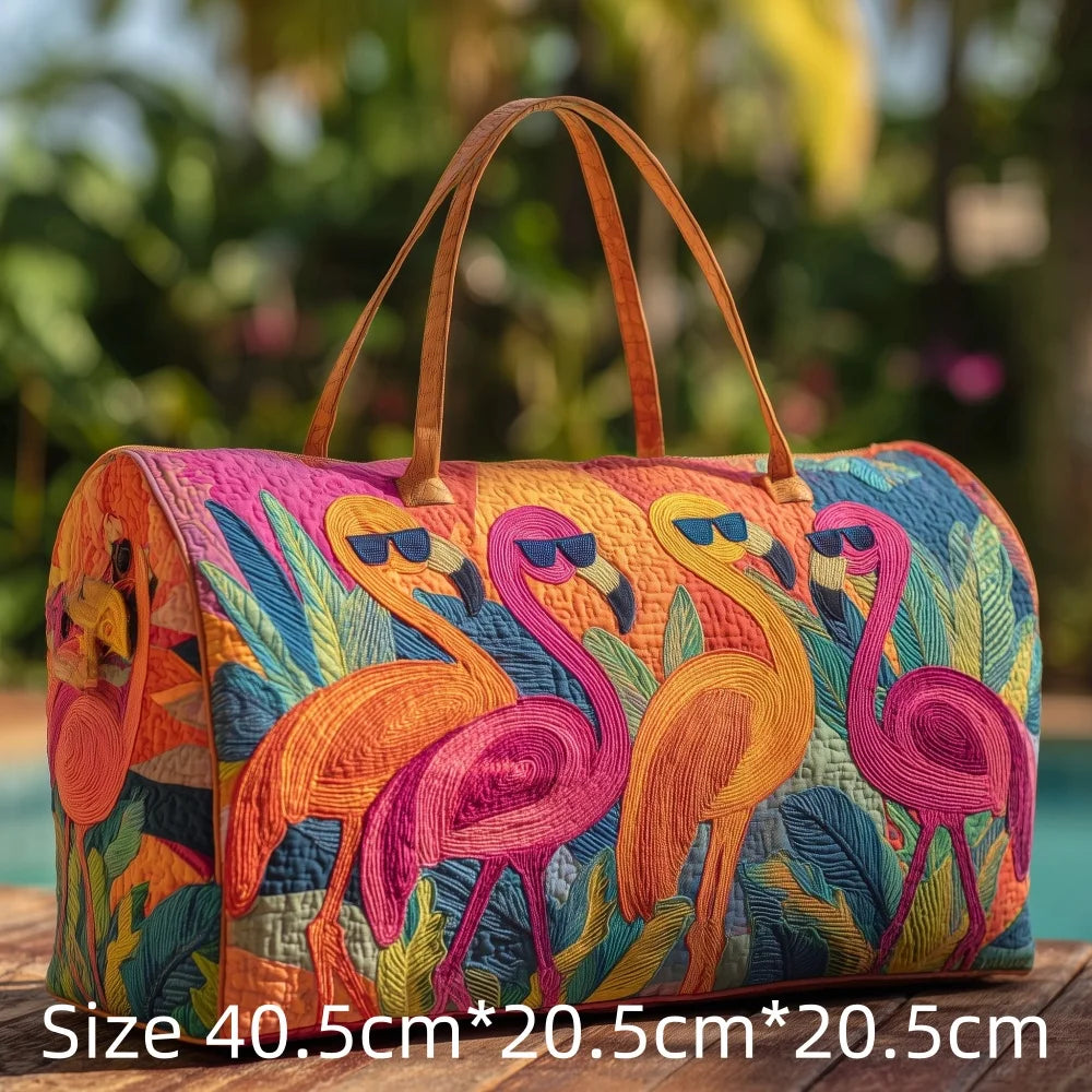 Hot Sale 3D Quilted Flamingo Bag Women Weekender Bag Tropical Palm Leaves Travel Tote Overnight Beach Vacation Carry On Bags