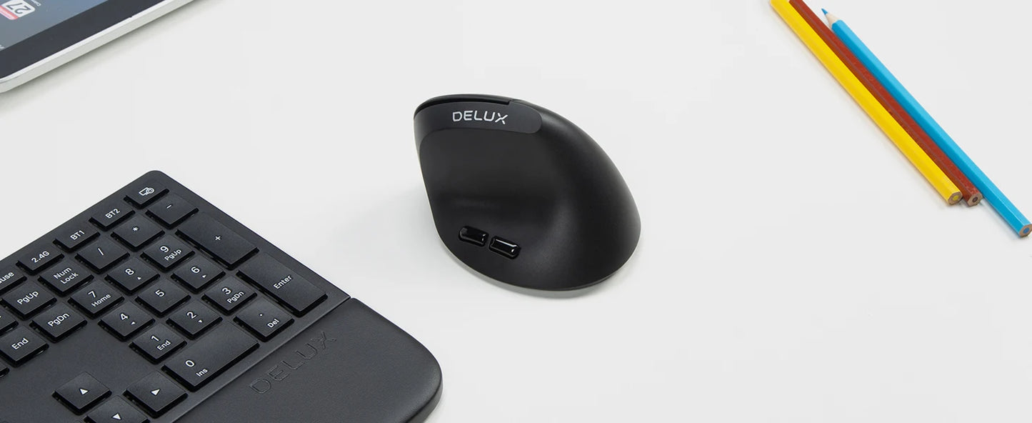 M618 Air Ergonomic Vertical Wireless Mouse – Rechargeable Silent Click, 2400 DPI