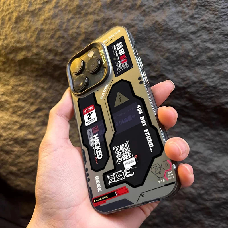 Phone Case For iPhone 16 15 14 17 Air Pro Max Shockproof Mecha-Style Graffiti Shockproof Cover