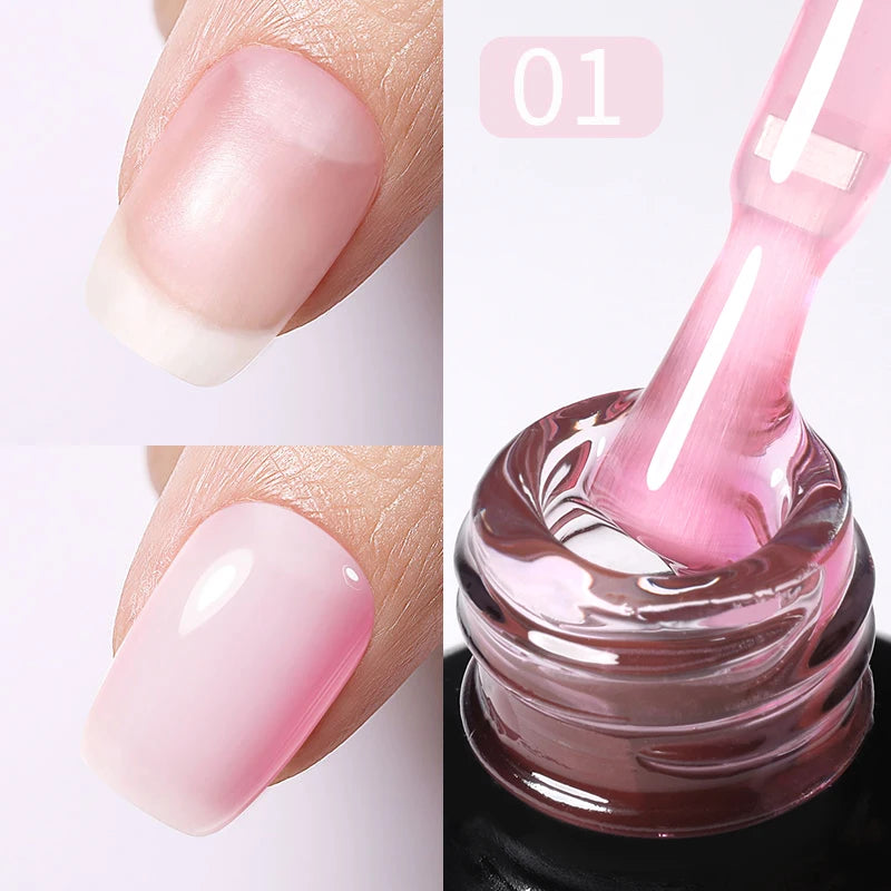15ml Milky Pink Rubber Base Gel Nail Polish Glitter Semi-Permanent Varnish Soak Off Self Leveling UV LED Polish